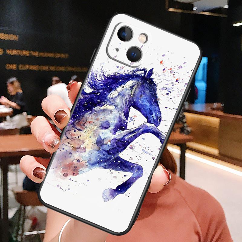 

Horse Waterclour Phone Case For iPhone 16 Pro Max 14 13 12 11 15 Pro Max Plus 12 13 Mini XR 16e Funda Cover iPhone 13Pro MAX