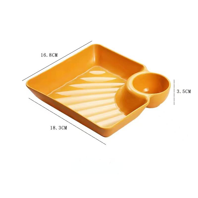 Large Dumpling Plate with Vinegar Space Square Shape Snack Cookie Platter Food Tray Dish Tableware Kitchen Gadgets Plates