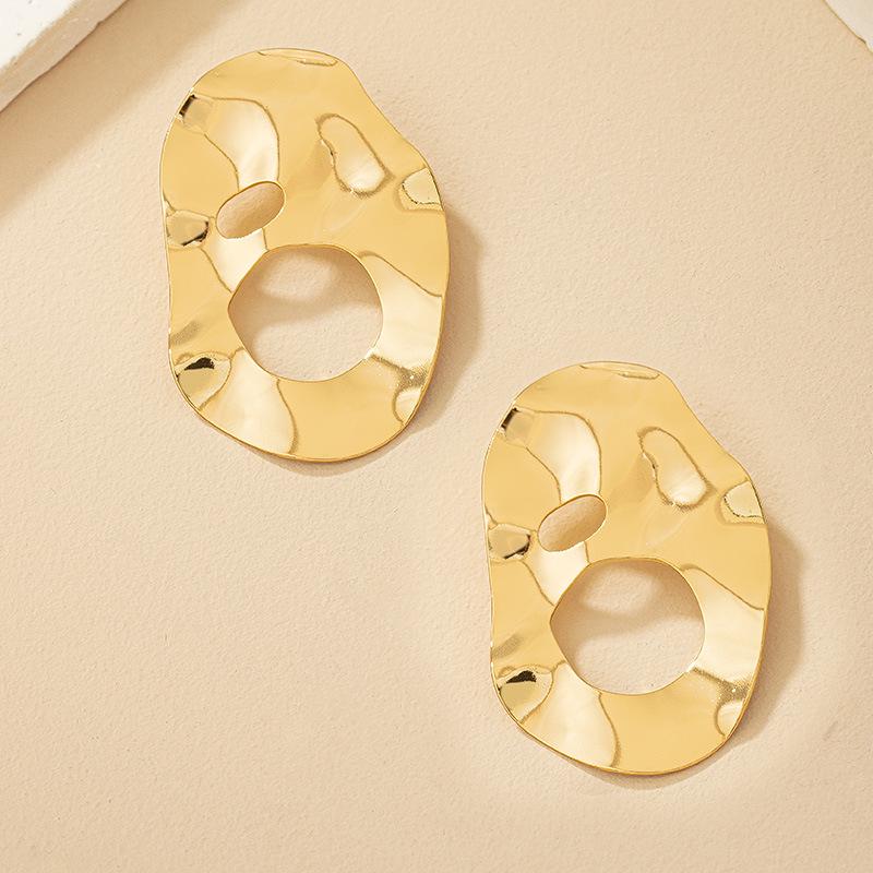 Korean Style Retro Round Stud Earrings - Irregular Design for Women