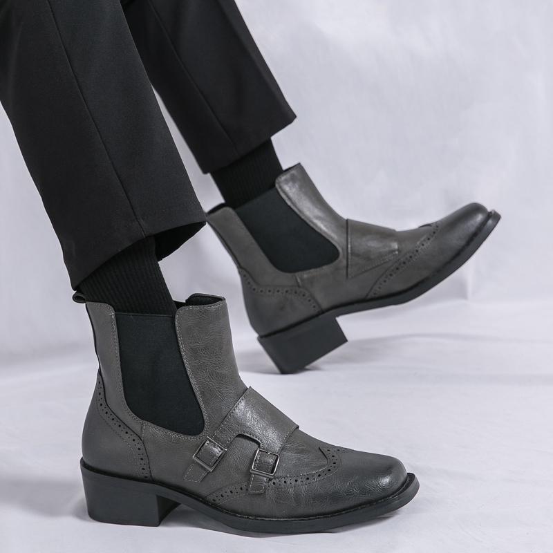 Classic Retro Style Men Leather Boots Anti-slip Wearable High-quality Soles Business Boots Men Outdoor Comfortable Driving Boots