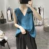 Women's V-Neck Cotton Linen Vest, Artistic Loose Fit, Korean Style Solid Color Sleeveless Top, 2026 Edition.