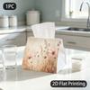 1pc Tissue Box, Watercolor Wild Flowers Soft Calm Mood Pattern, 2D Flat Printing, Crafted with Strong Polyester, Built To Last, Napkin Dispenser, for