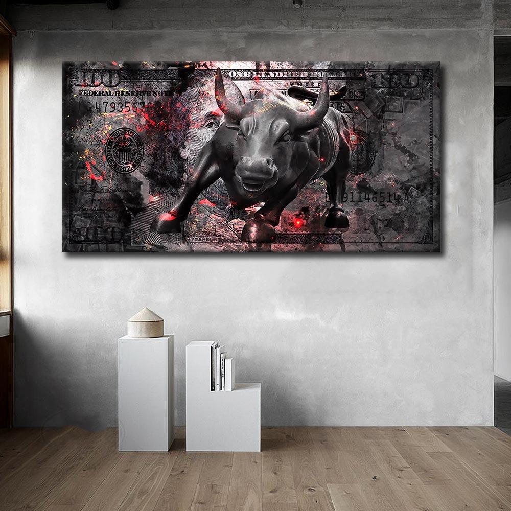 100 Yuan Oil Painting, Cow Money, Inspirational Poster, Street Wall, Modern Home, Living Room Decoration Art Picture