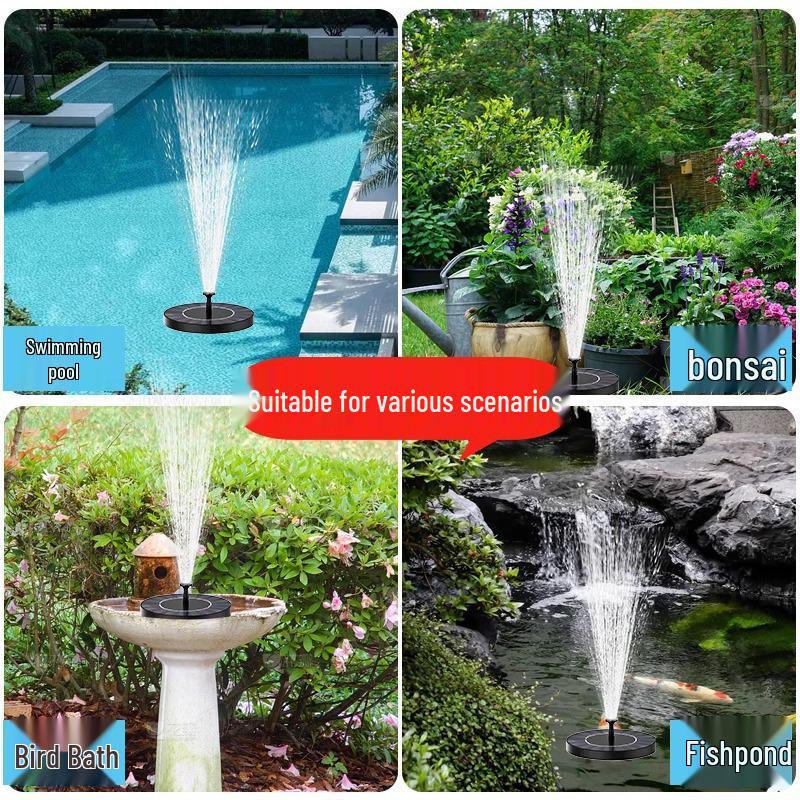 Solarbetriebener Automatischer Springbrunnen-Umwälzer & Belüfter für Innenhöfe, Steingärten, Teiche und kleine Wasserspiele