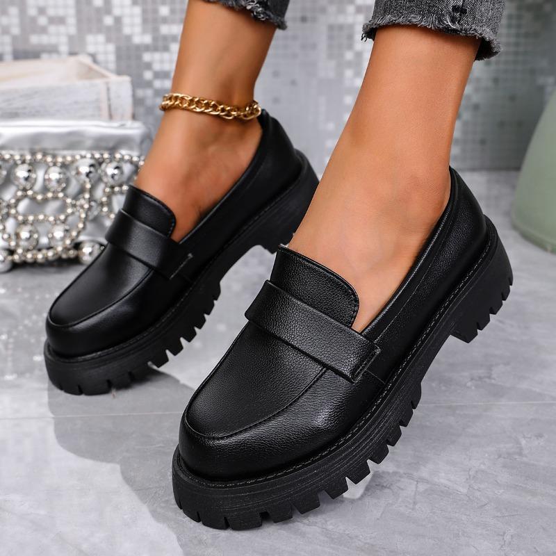 Fashion Women's Thick Heel Shoes Autumn New Round Head Deep Mouth Thick Sole Soft Sole Anti-slip Wear-resistant Low Top Shoes