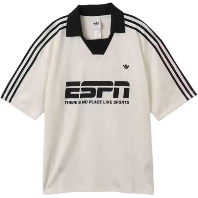 adidas Originals Sponsor Maglia da Calcio a Maniche Corte a Strisce Off-White Comoda Semplice Unisex Top KD2966