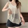 Bohemian Retro Sleeveless Layered Camisole Sweater - Summer Hollow Design for Women