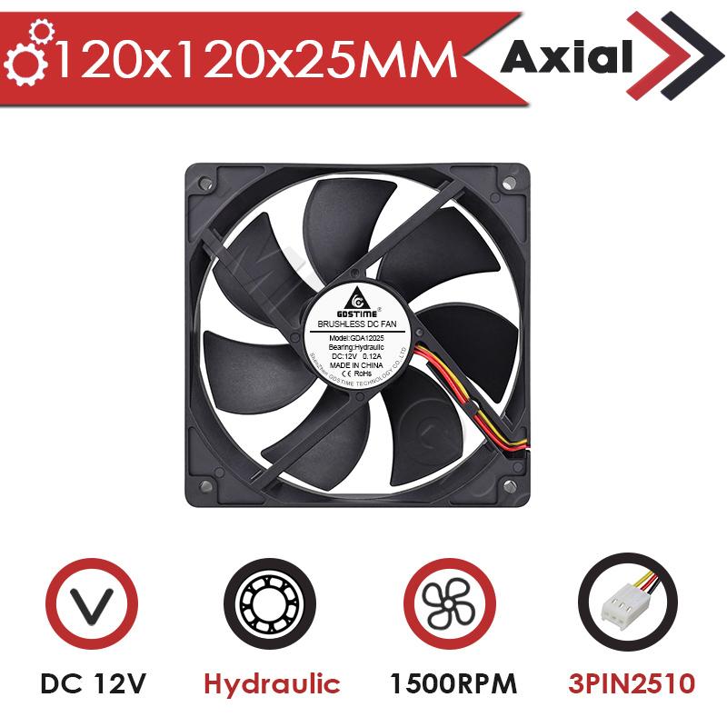Gdstime PC Fan 120MM Cooling Fan 12025 24V 12V DC Brushless Axial Fan USB Computer Case Fan Dual Ball 48V 5V CPU Cooler PWM FG