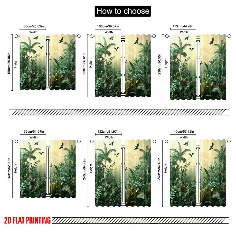 2 Stück, 2D-Flachdruck Vorhang Beliebt Dschungel erwacht Langlebiges Polyester (ohne Stange) Art Deco Festliche Verwendung für Schlafzimmer, Wohnzimmer