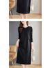 Elegant Plus-Size Purple Long-Sleeved Dress: Loose Slimming Straight Mid-Length for Spring & Autumn
