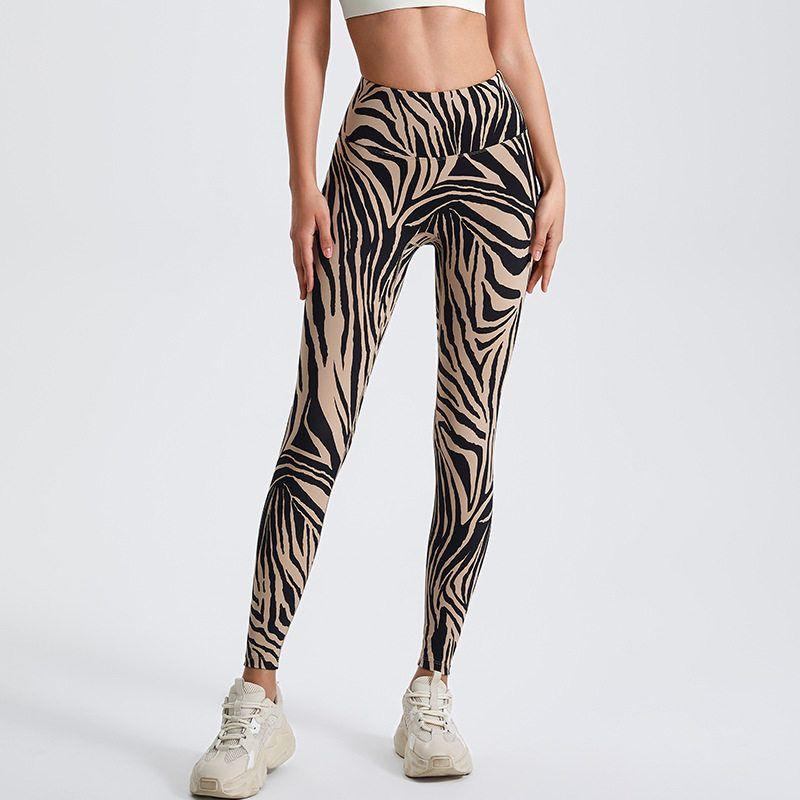 Fitness Pants Women Fashion Zebra Pattern High Waist Hip Lifting and Belly Contracting Tights Fashion Sports Dance Fitness Yoga Pants Women