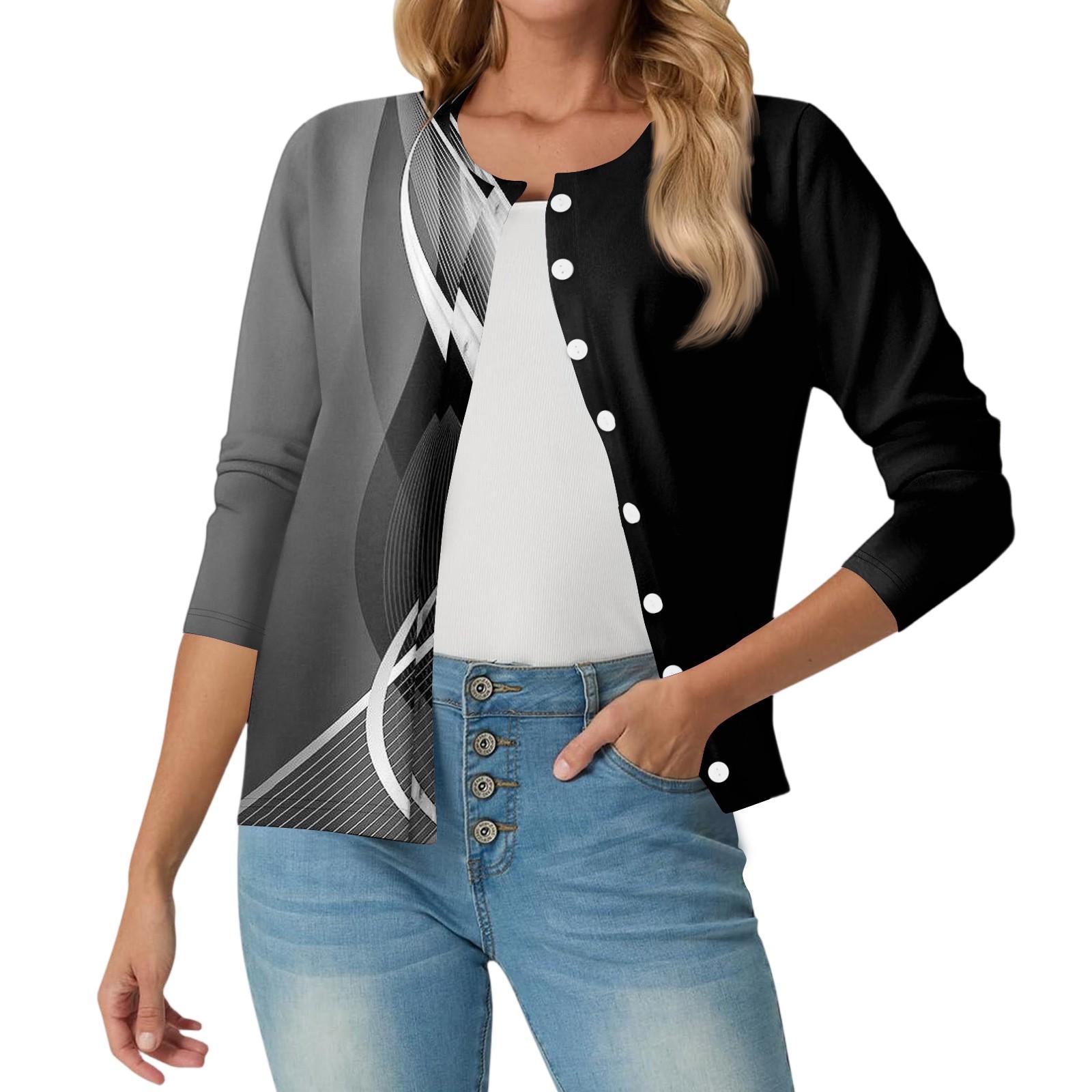 

Женский модный, повседневный, удобный кардиган с цветочным принтом L чёрный