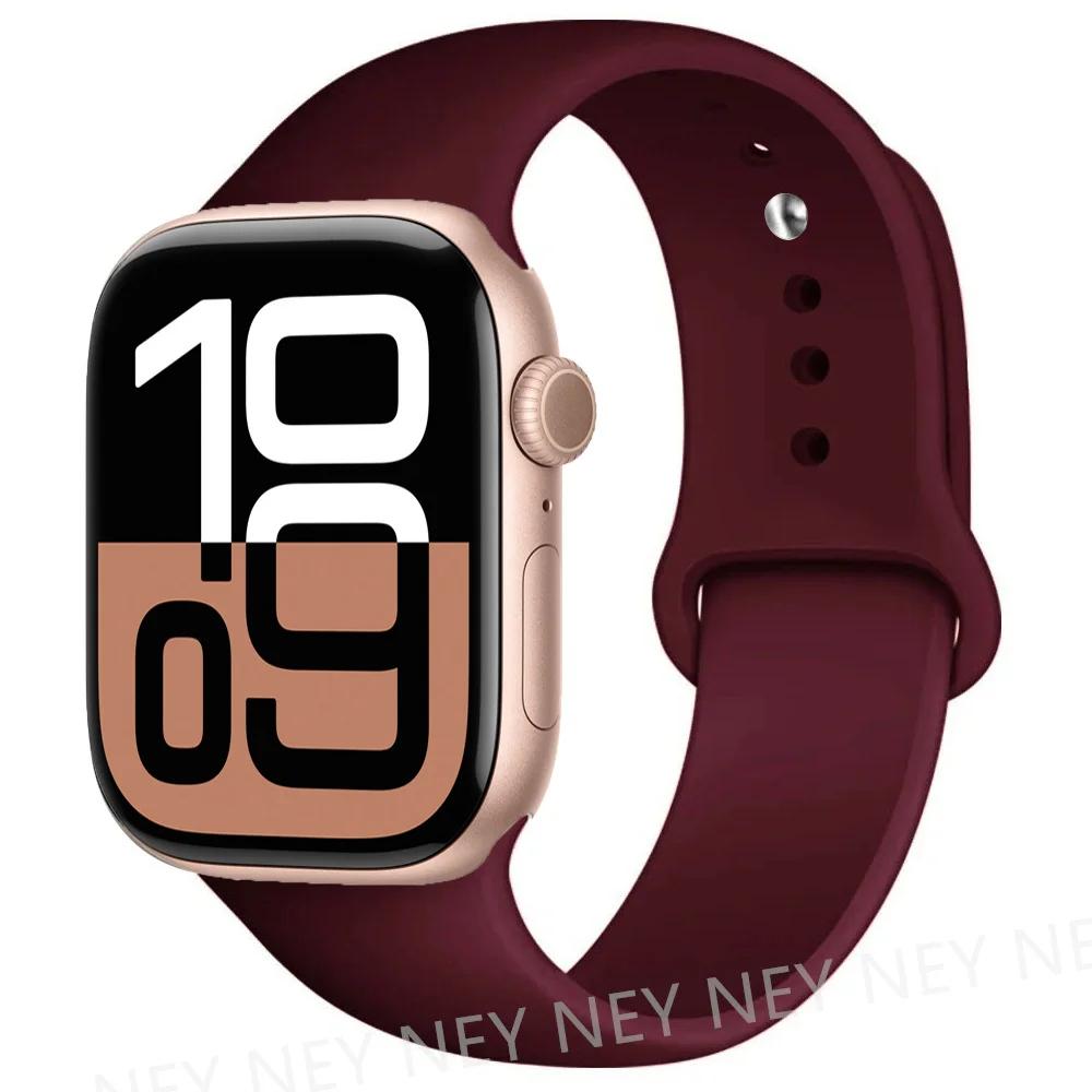 Silicone Band For Apple Watch Straps Ultra 2 49mm 45mm 44-40mm 41mm Sport Bracelet Apple Watch Series 10 42mm-46mm 8 7 6 5 SE 9