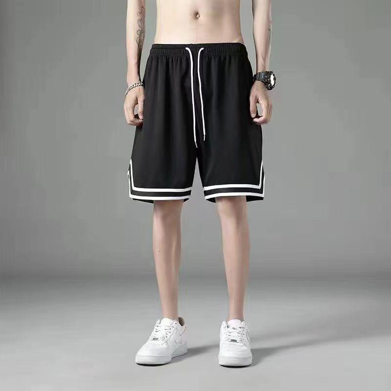 

Мужские быстросохнущие повседневные баскетбольные шорты из ледяного шелка - Большие размеры, средней длины, летняя спортивная одежда L