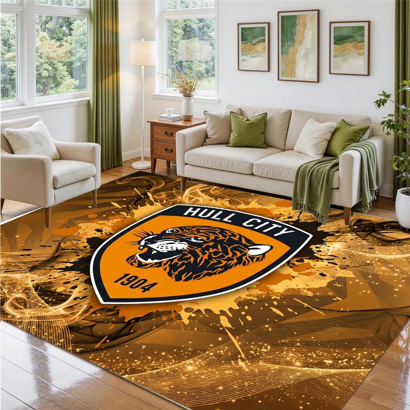 Hull City Fußball Design Kristall Samt Teppich Weiche Dekorative Matte für Schlafzimmer Eingang