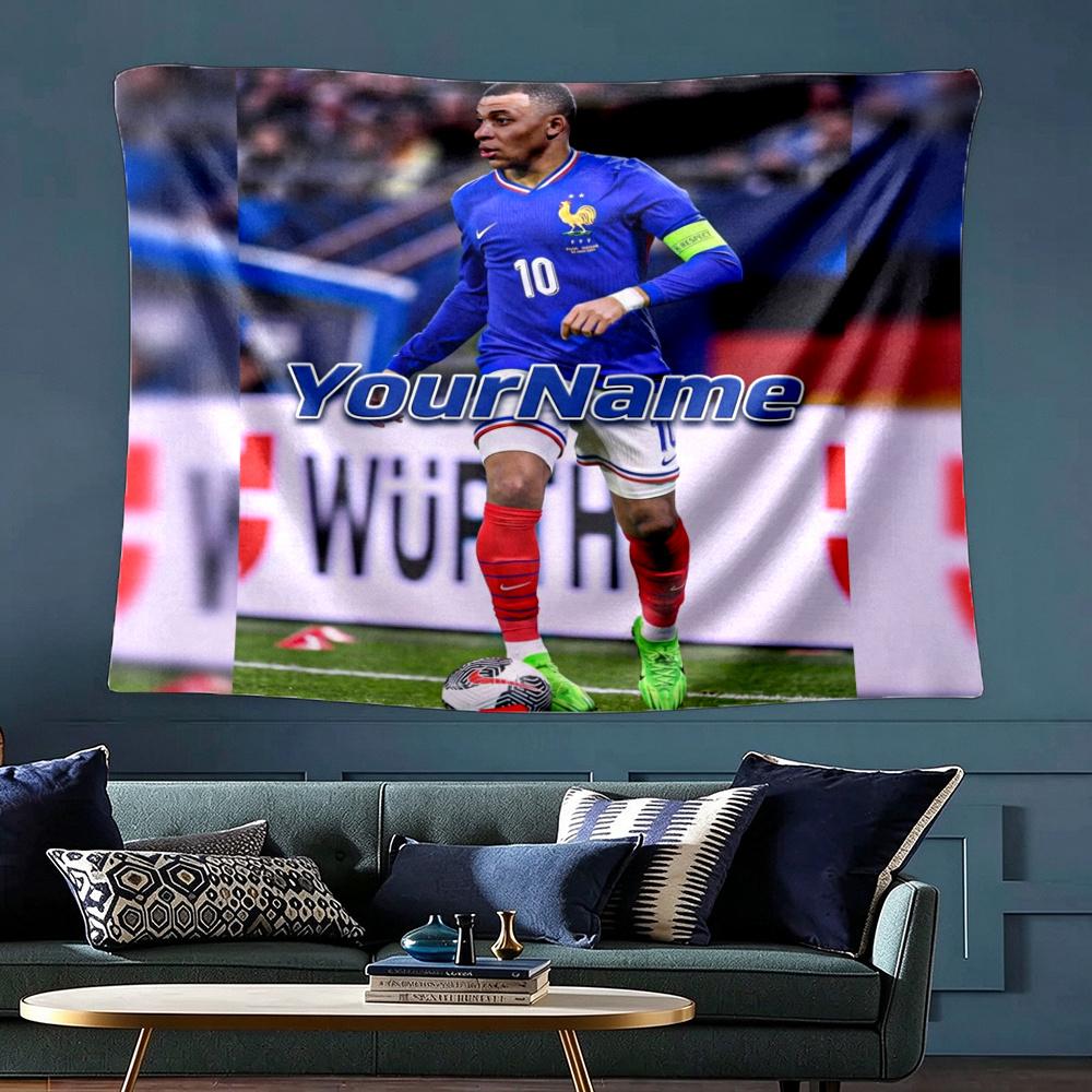 Mbappe Custom Your Name Wall Decor Tapestry Art For Pet Memorial Birthday Wedding Party Backdrop Family Gift