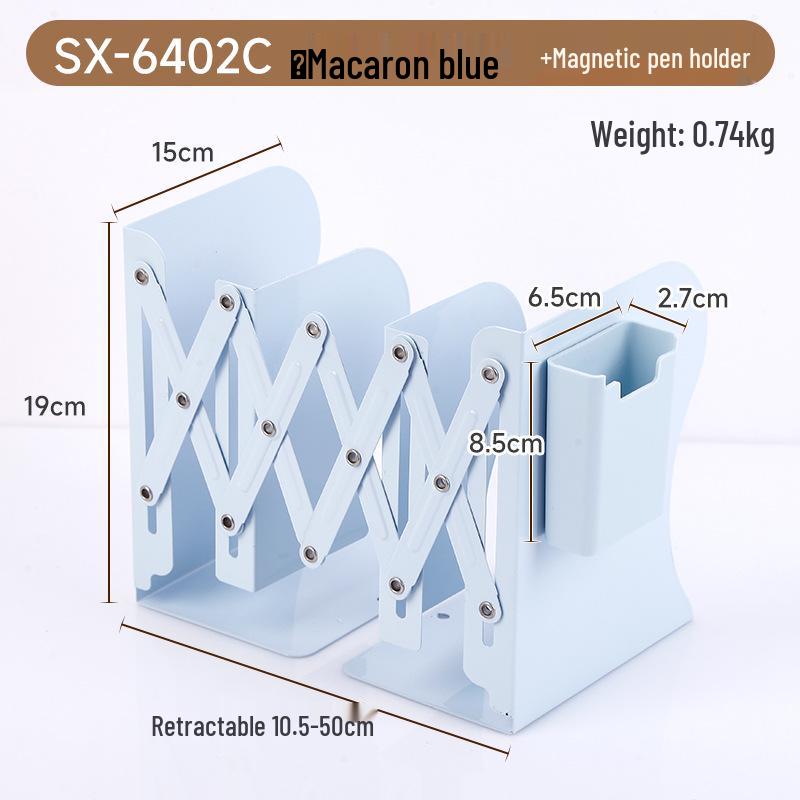 Magnetic Retractable Book Stand with Pen Holder - Desktop Bookcase Divider and Folding Fixer.