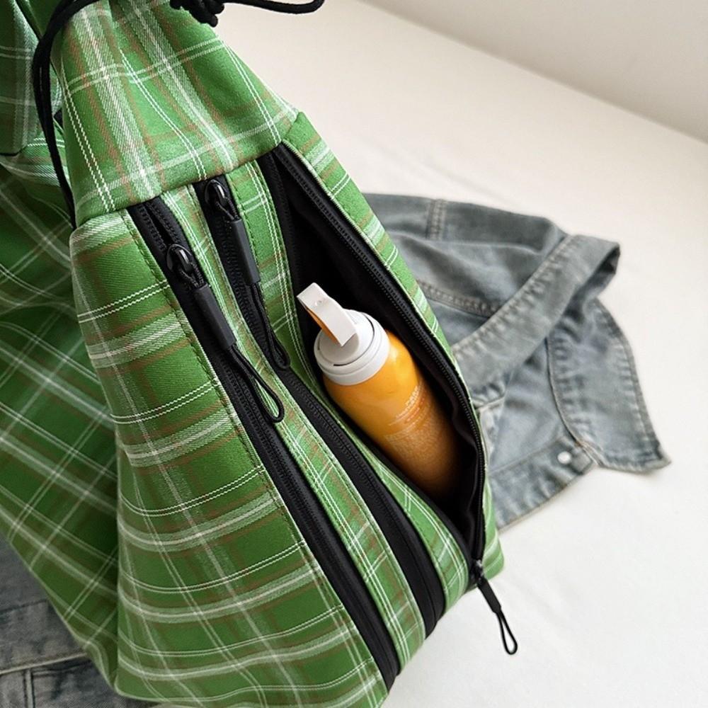 Japanese Plaid Shoulder Bag Vintage Women's Tote Bag Ins Plaid Crossbody Bag  Girls