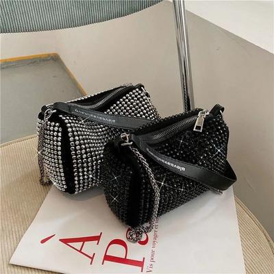 Textured Rhinestone Bag, This New Trendy Diamond Bag, Underarm Bag, Fresh One-shoulder Messenger Women's Bag.
