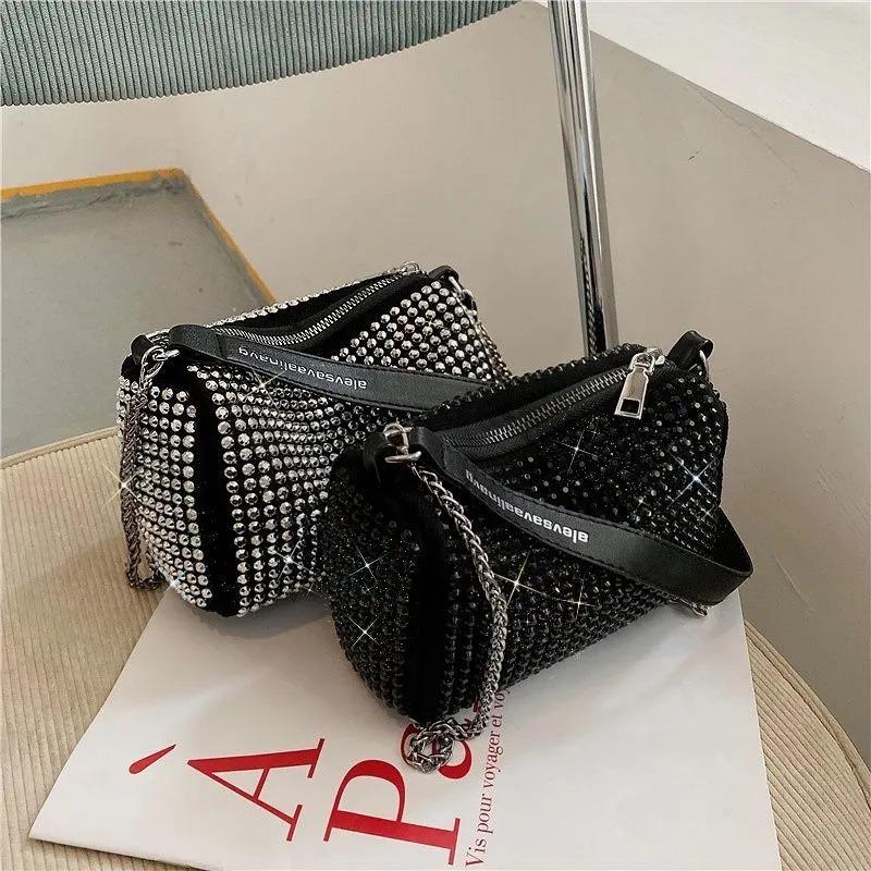 Textured rhinestone bag, this new trendy diamond bag, underarm bag, fresh one-shoulder messenger women's bag.