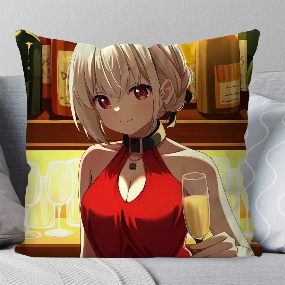 

1 шт. Аниме Lycoris Recoil Наволочка Чисато Нисикиги Квадратная подушка Спальня Диван Отдых Автомобиль Гостиная Украшение дома 40X40 16x16Inch