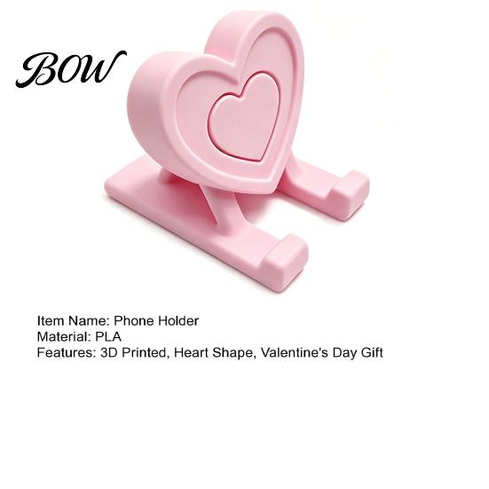 Reusable Phone Stand 3D Printed Heart Holder, Love Shape Mobile Holder Stand, Cell Tablet Desk Mount, Valentine's Day Gift Mount