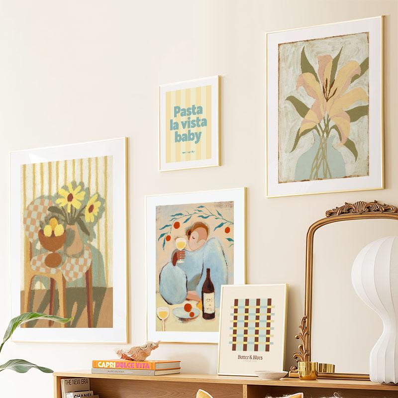 Boho Abstract Girl Wine Lily Flower Illustration Wall Art Canvas Painting Nordic Poster And Prints Picture For Living Room Decor