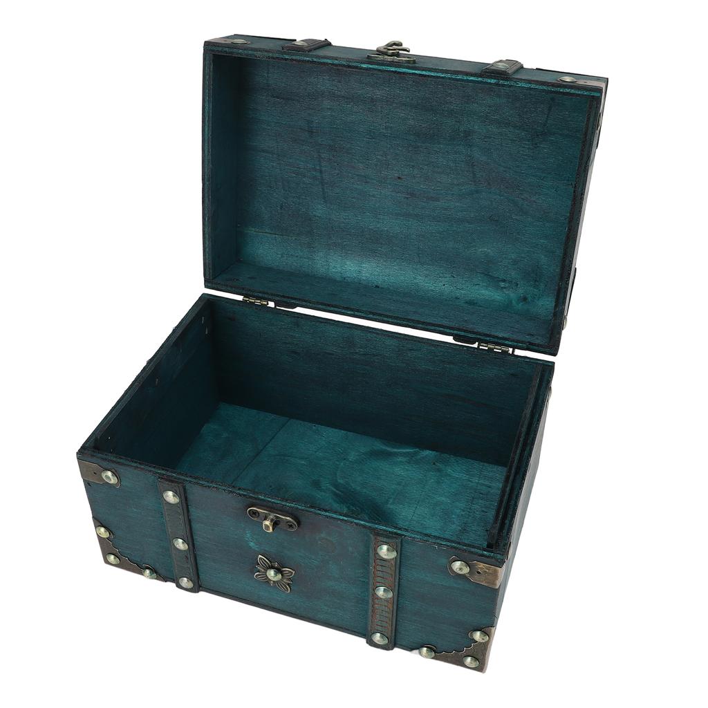 Vintage Treasure Chest Box Wooden Retro Jewelry Storage Box Decorative Treasure Chest for Home