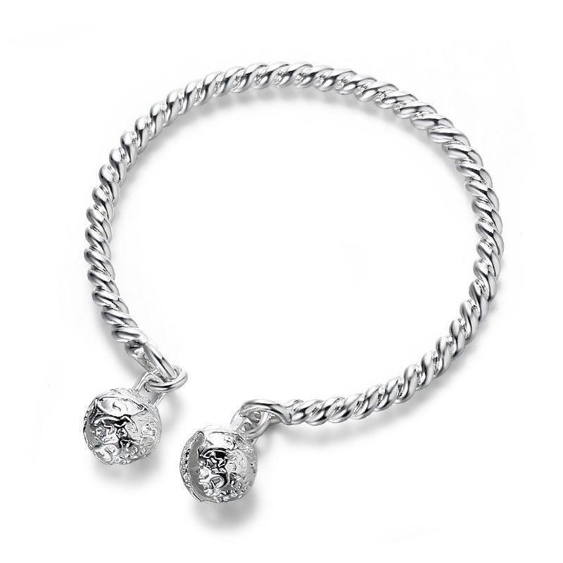 New Twisted Wire Fried Dough Twists Double Palace Bell 925 Sterling Silver Personality Exquisite Opening Bracelets TYB601