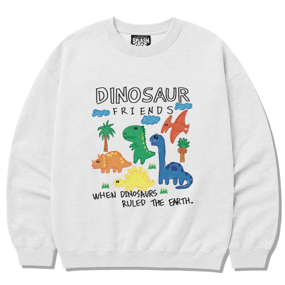 Seupeullaesikodeu Heavy Crewneck Sweatshirt Melange White - Crayon Dino Friends