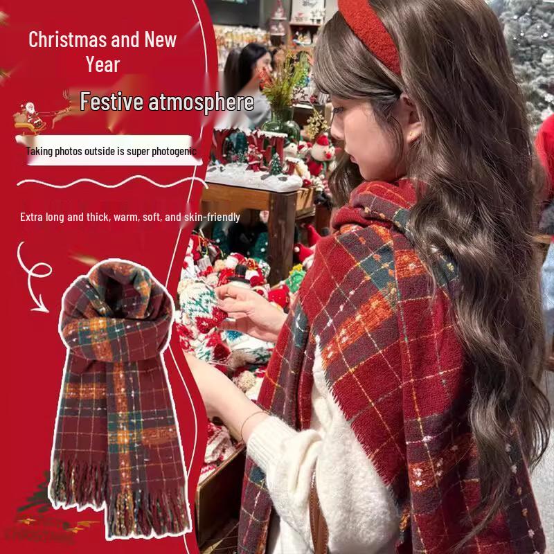 Nanjiren Women's Plaid Thickened Winter Scarf & Shawl