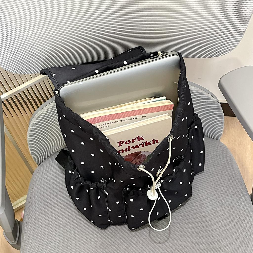 Schoolbag Ice Lemon Weaving Mist Light Feather Ripple Backpack Milk Fufu Girl Vitality Healing Line Sweet Polka Dot Travel Small Backpack