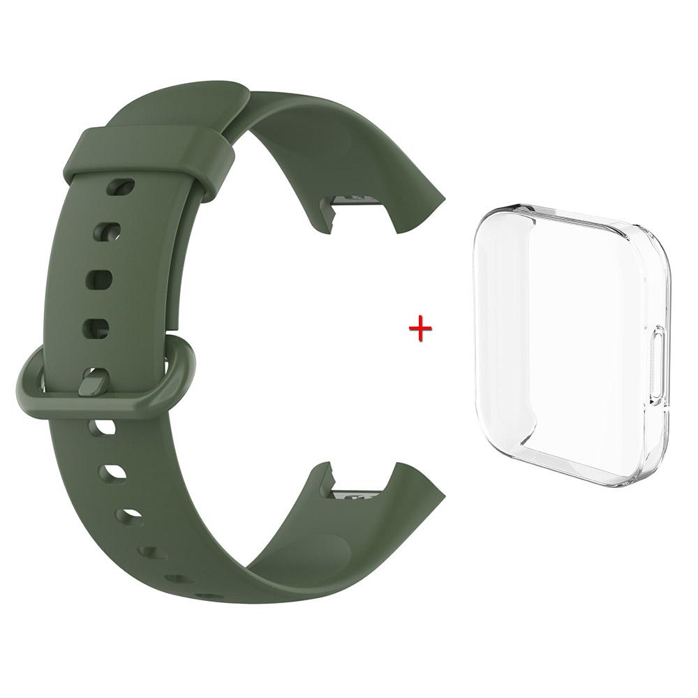 For Redmi Watch 2 Lite Silicone Strap+Case Watchband With Black/Same Color Buckle Wristband and Transparent Watch Shell