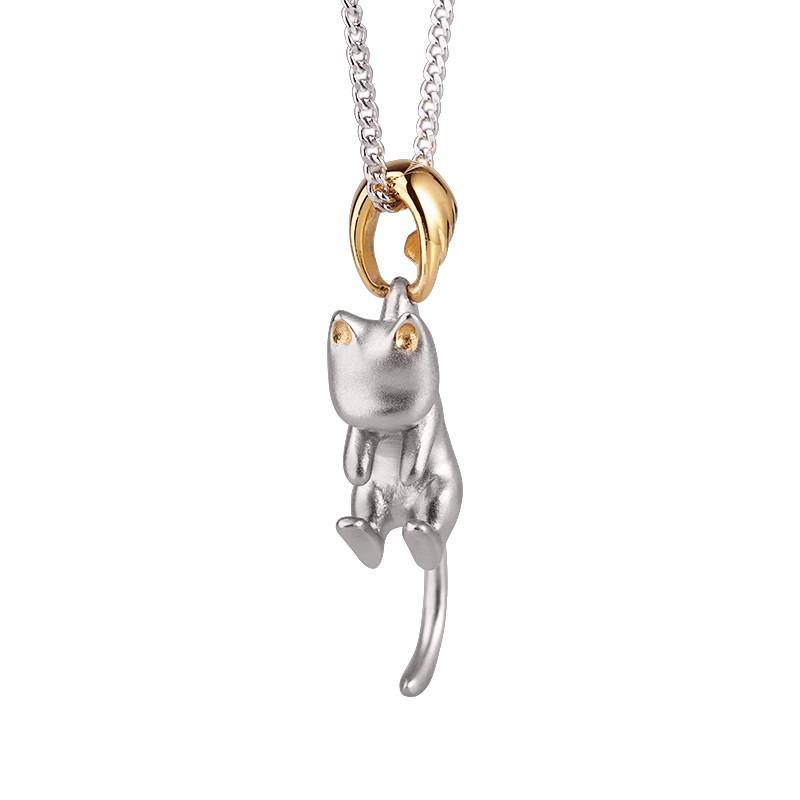 

Изящный матовый серебристый кулон-кошка, ожерелье и серьги - Милый унисекс подарочный набор Silver-plated Copper
