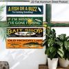 2D Flat 4Pair/Set Rustic Fishing Quote Aluminium Decorative Sign, Bass Fish Fishing Lure Vintage Aluminum Wall Plaque, Farmhouse Cabin Man Cave