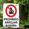Vintage X Cm No Littering Metal Sign  D Flat Iron Wall Decor with Prohibition Symbol  Spanish Text Durable for Outdoor