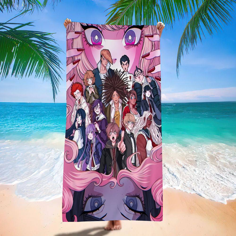 Anime Game D-DanganRonpaS Bath Towel Microfiber Soft Water Absorbing Breathable For Girl Kids Decorative Cartoon Beach Towel
