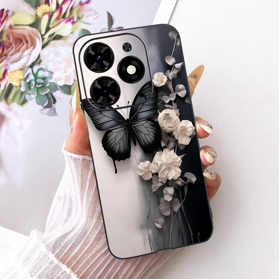 For Tecno Spark Go 2024 Case BG6 Beautiful Butterfly Tree Painted Cover Soft TPU Phone Case For Tecno Spark Go 2024 Fundas Coque