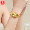 OLEVS Quartz Women's Watches Stainless Steel Square Small Gold Watch for Women Waterproof Auto Date Elegant Ladies Wristwatches