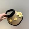 Three Little Flowers Children's Sunscreen Hat Baby Shade Empty Top Hat Summer Shell Hat Women's UV Protection Straw Hat