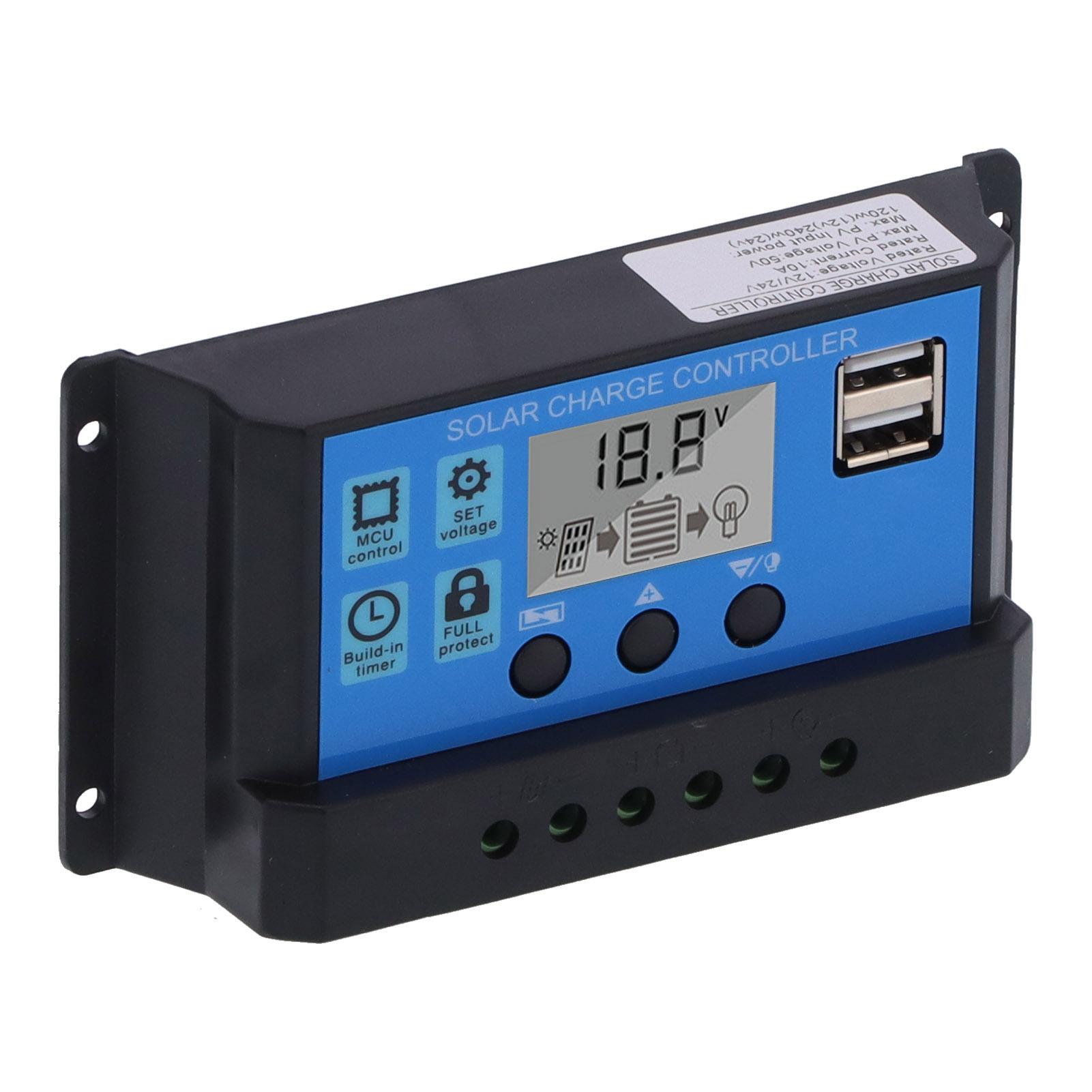 10A 12V 24V 2-сторонний МОП-контроллер солнечной зарядки Контроллер солнечной панели ШИМ 3-ступенчатый регулятор батареи