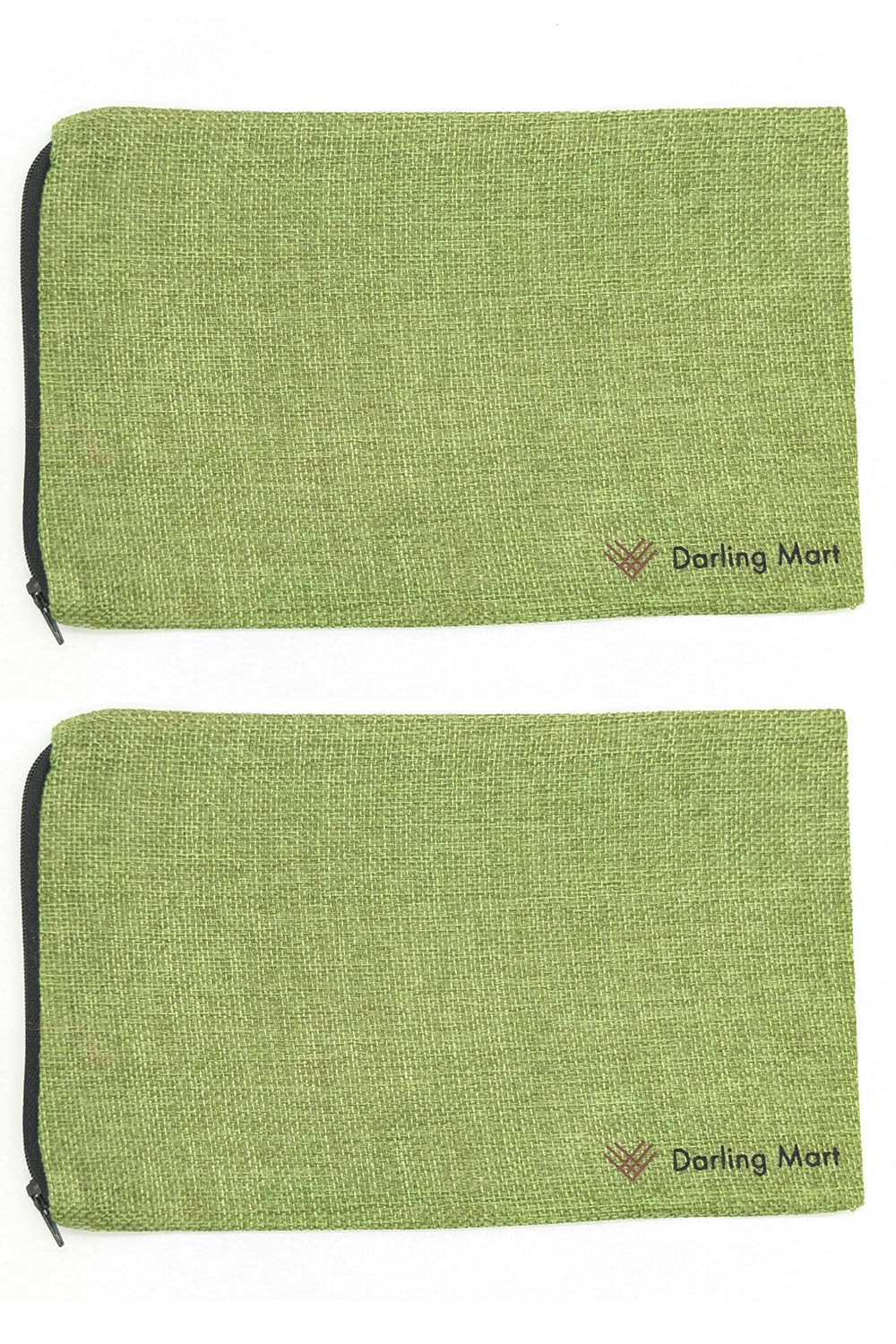 

DarlingMart Slim Jute Pouches for Small and Dyed in Natural and Lime Green Makeup, Cosmetics, Items, Stationery, Japan, Eco-Friendly, Zippered,