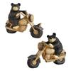 Artistic Black Bear Sculpture Riding Motorcycle Resins Home Desktop Decors For Living Room Entryway TV Cabinet Ornament