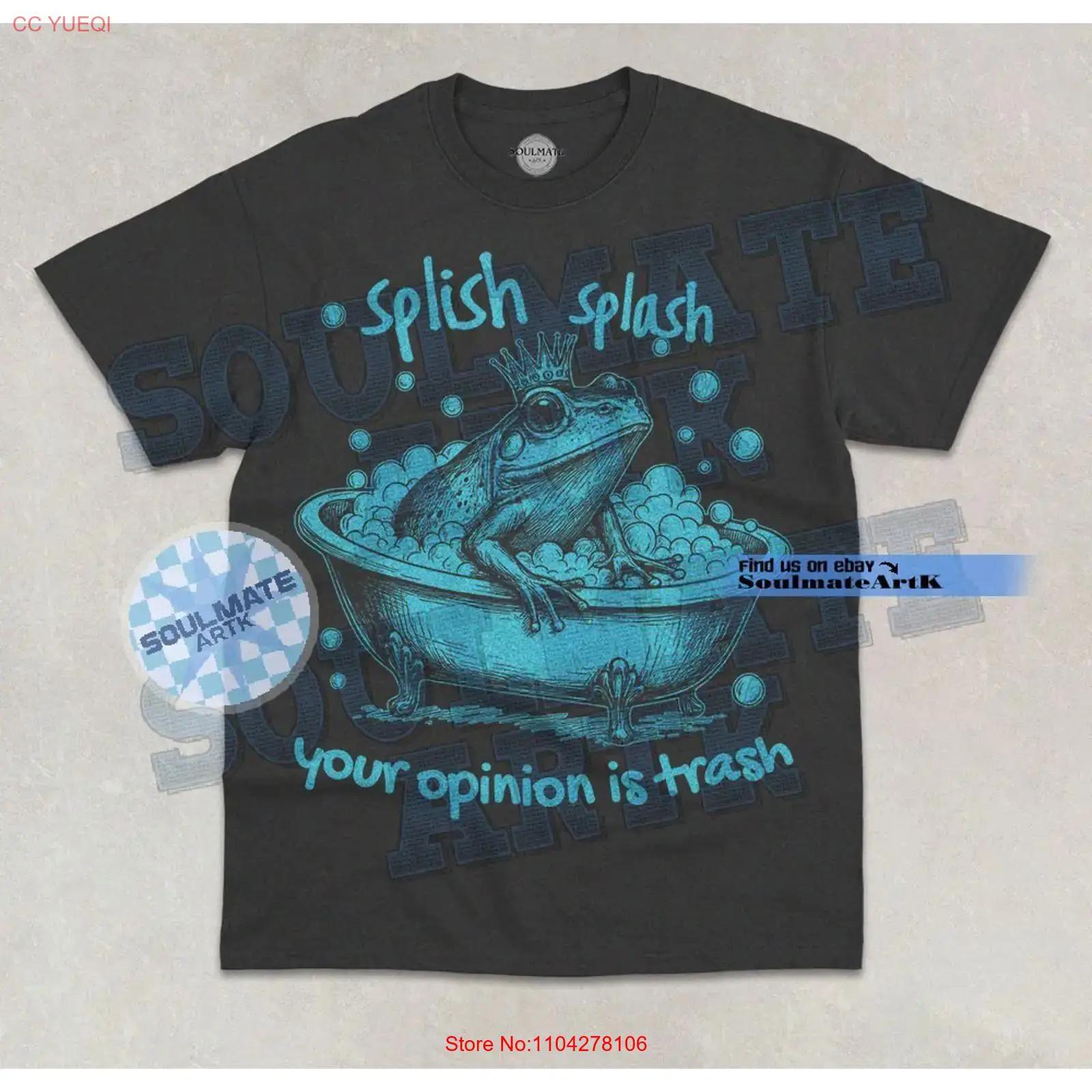 Splish Splash Your Opinion Is Trash T Shirt Cute Meme Frog In Tub vintage Washed graphic designer clothes Stretched S