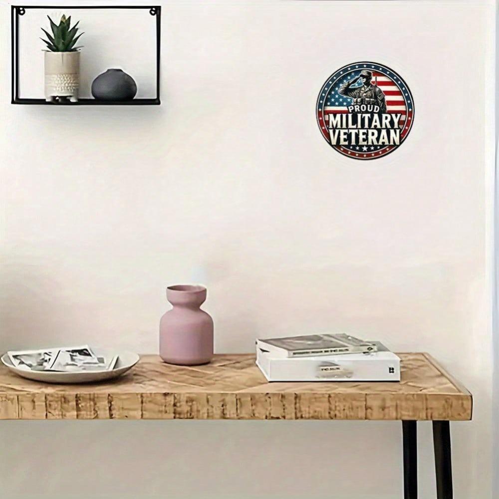 Vintage Military Metal Wall Art Patriotic Soldier Flag Iron Plaque Home Decor