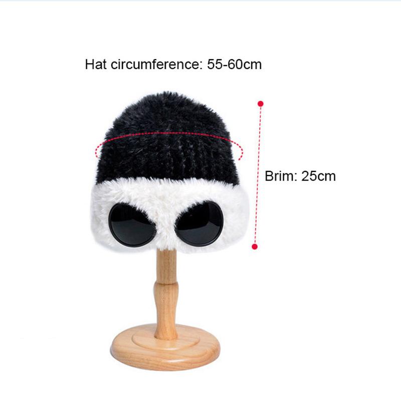 Frauen Caps Winddicht Gläser Hut Plüsch Winter Mode Gorros Kappe Befestigung Stapeln Gestrickte Hüte Frauen Persönlichkeit Ski Cap