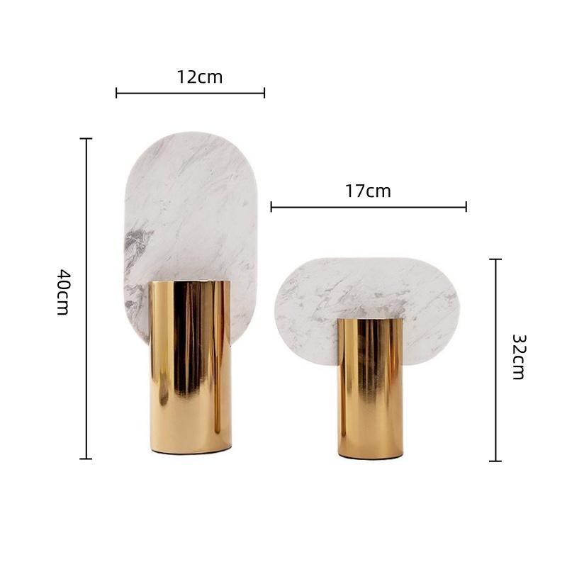 Metal Marble Handicrafts Flower Vase Flower Arrangement Accessories Geometric Elliptical Marble Sculpture Home Decoration
