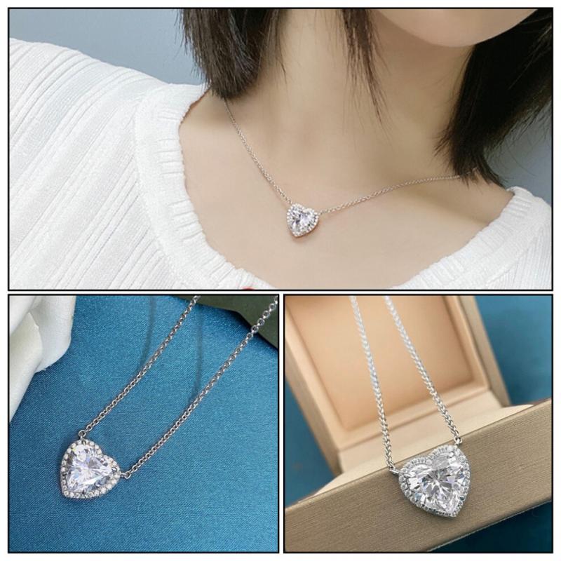 Mode-Herz-Anhänger Halskette mit funkelnden Steinen für Damen Schmuck Geschenk