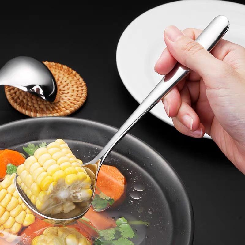 2Pcs Stainless Steel Thickened Long Handle Soup Spoon For Hot Pot Serving Porridge Kitchen Tableware Cooking Utensil