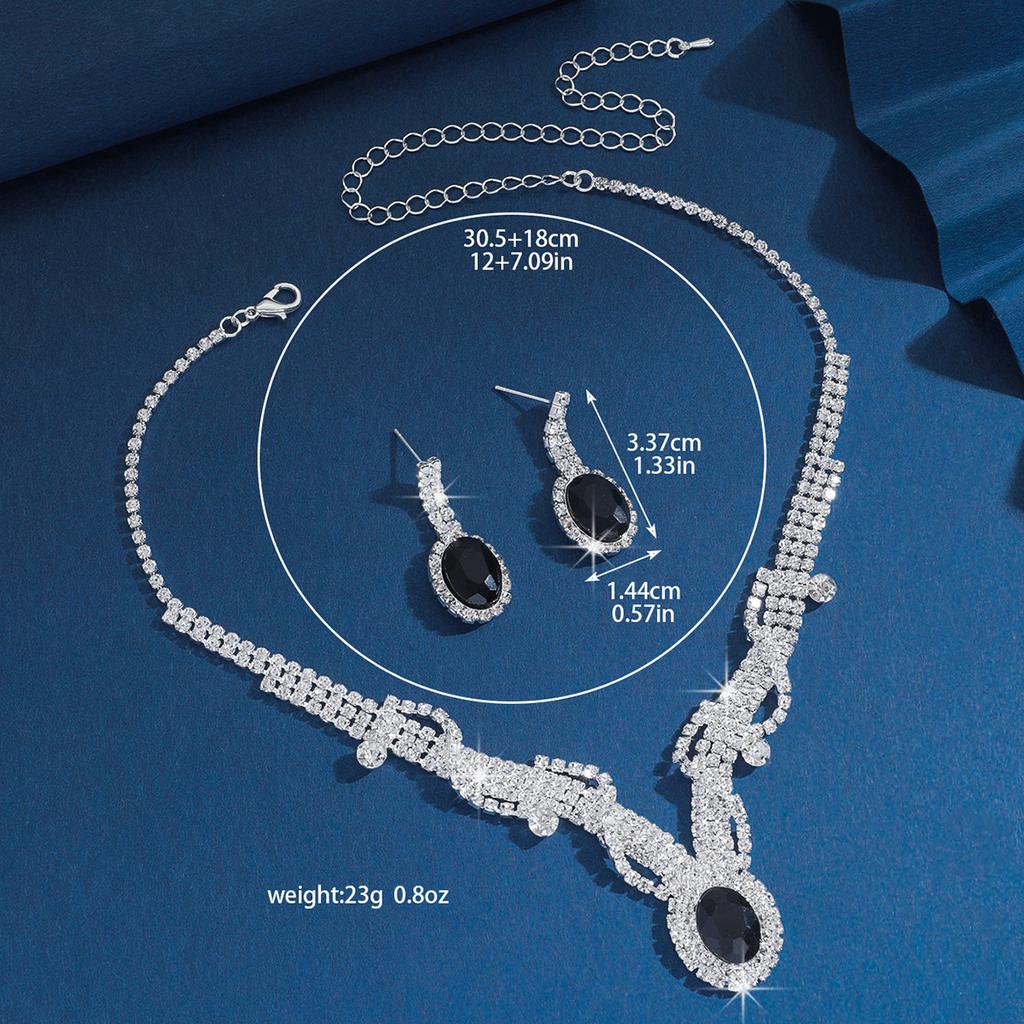 3-teiliges Damenmode Kupfer Krallenketten Serie Geometrisches Edelstein Halskette Ohrringe Zirkon Set Hochzeit Bankett Party Feiertagsgeschenk